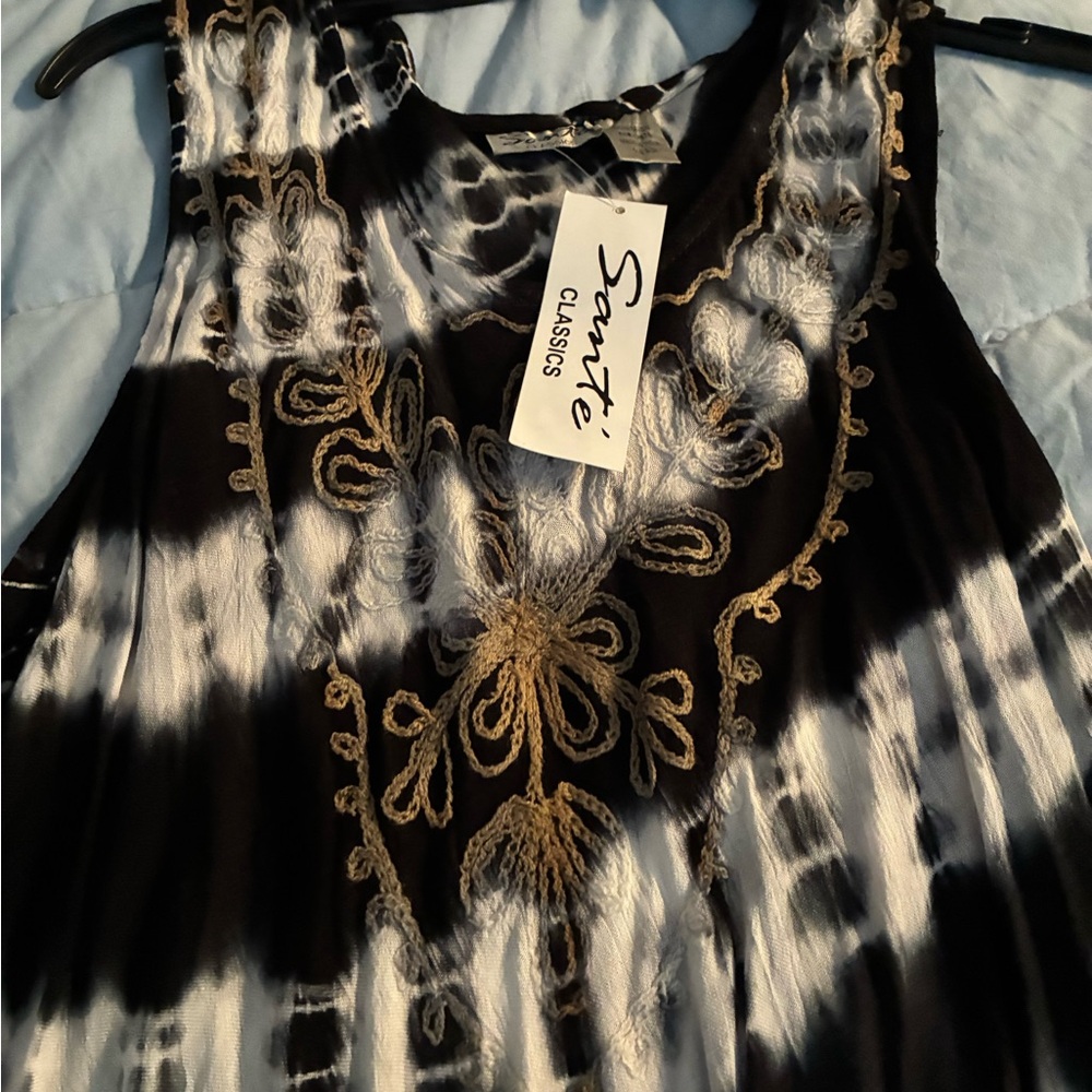 Santé Classics Black and Gray Midi Dress